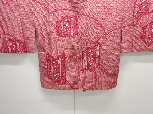 JAPANESE KIMONO / ANTIQUE DOCHUGI COAT / SILK / ALL SHIBORI / ABSTRACT PATTERN
